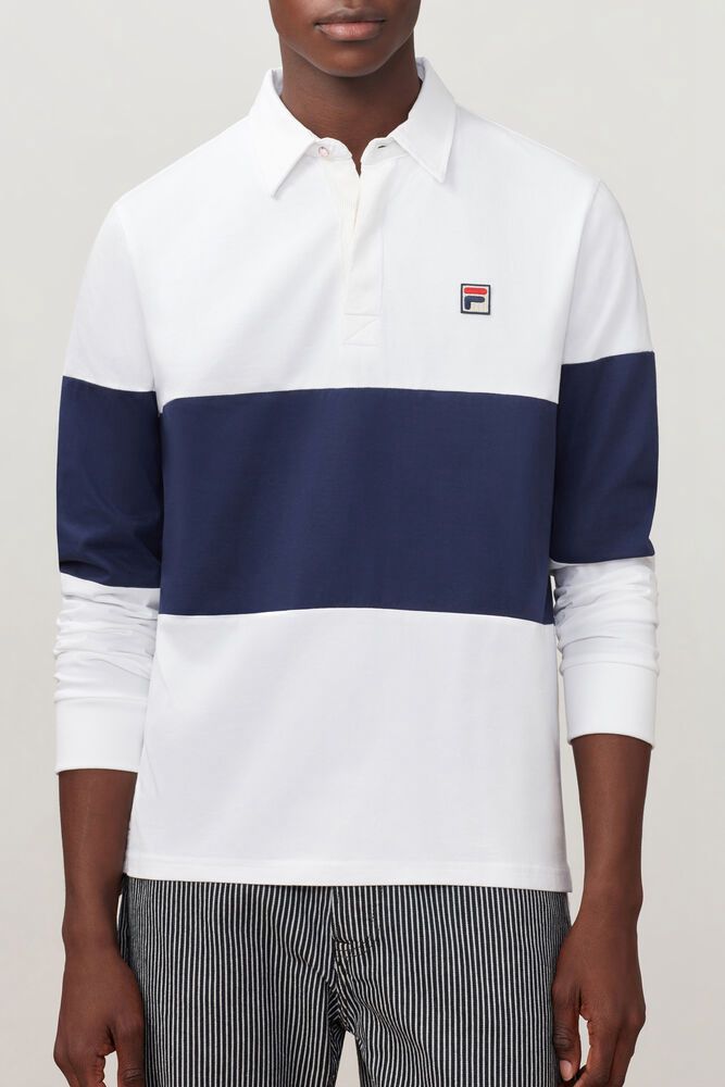 Fila Polo Mens White/Navy - Frederick Rugby - Philippines 8064357-AK